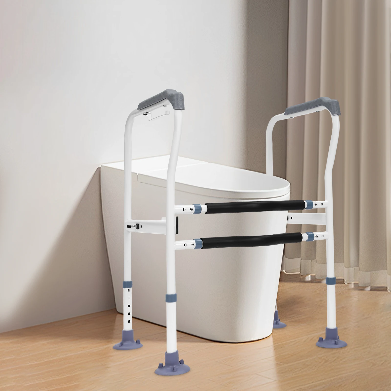 

Adjustable Bathroom Toilet Safety Rails Handrail 440lbs Load Toilet Safety Frame for Elderly Seniors Pregnant Handicapped