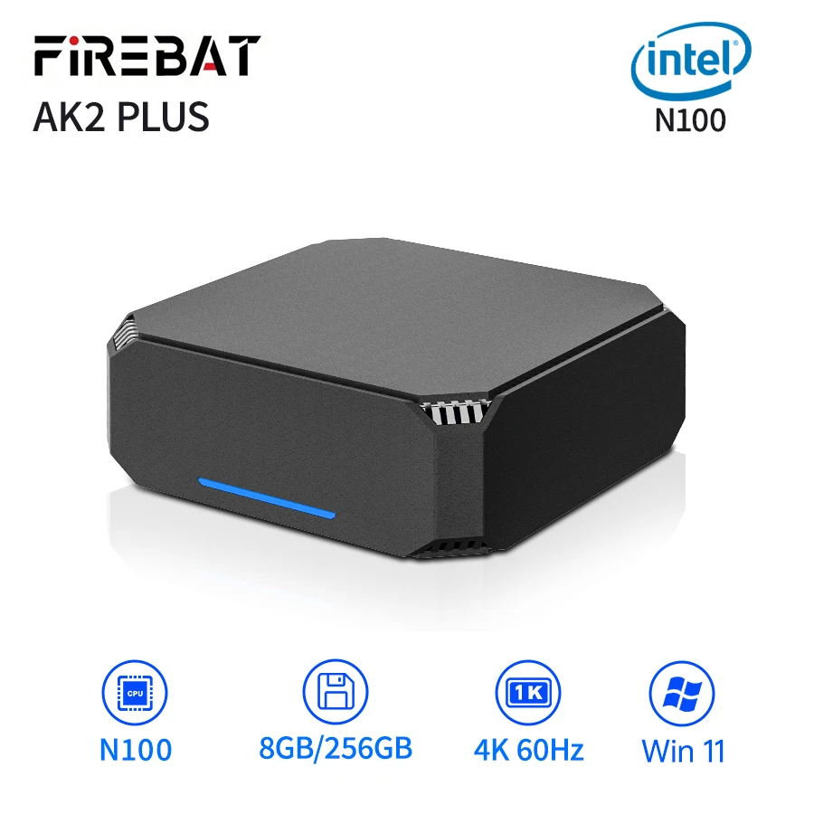 FIREBAT AK2 플러스 미니 PC, 인텔 N100, 듀얼 밴드, WiFi5, BT4.2, 데스크탑 게이밍 컴퓨터, 미니 PC 게이머, 16GB, 512GB