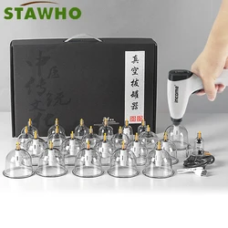 24 Cans Electric Vacuum Cupping Glasses body Massager ventosa Suction Cups jar Set Acupuncture Apparatus Therapy Relax Massage