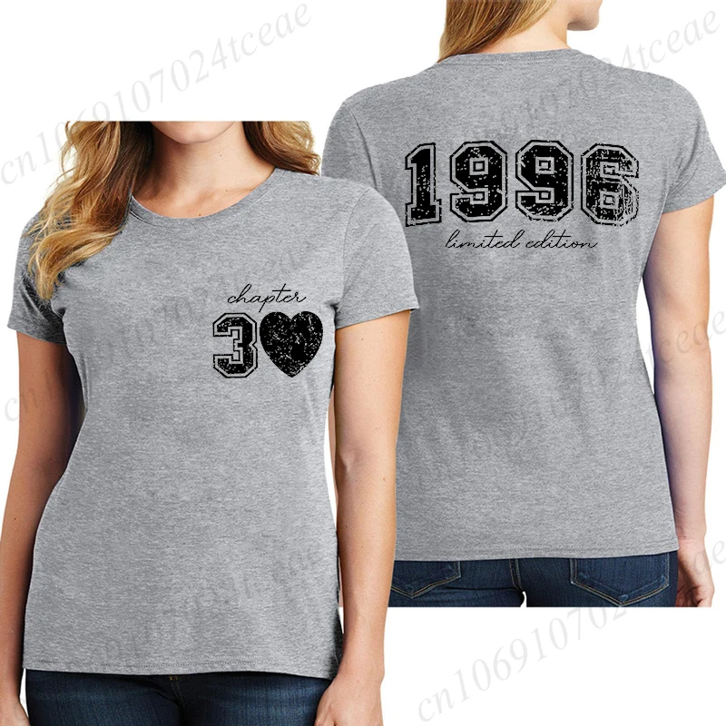 Women's Fashion T Shirts Clothing Vintage 30th Birthday Women Aesthetic T-shirts Classic 1996 Graphic 30 Bday Casual Tee Shirts