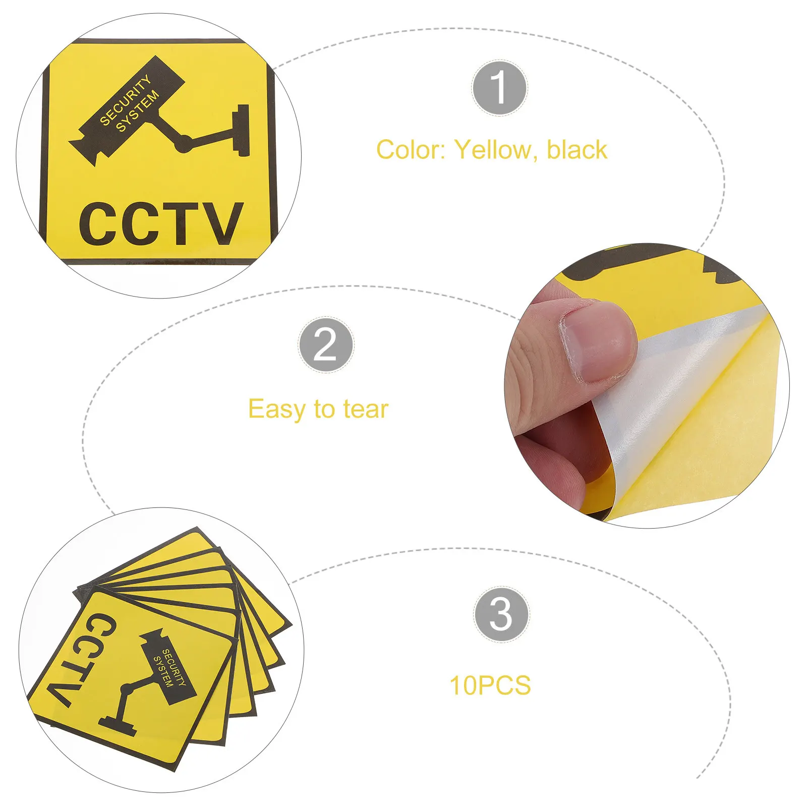 10Pcs Portable Lightweight Video Warning Stickers High-Visibility Adhesive Signs for Security Cameras Monitoring