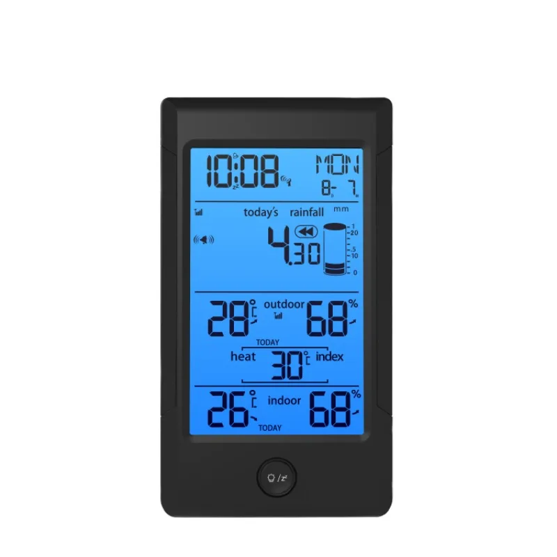 indoor and outdoor thermometer hygrometer weather station moon phase time calendar color display