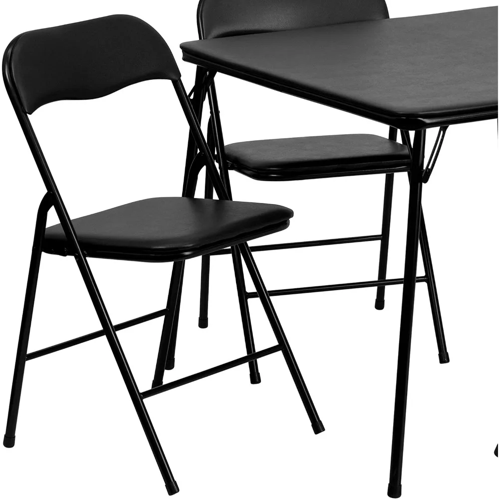 Folding Card Table and Chairs Set for 4, Portable Square Table with Padded Seats, Multipurpose Folding Furniture for Outdoor and