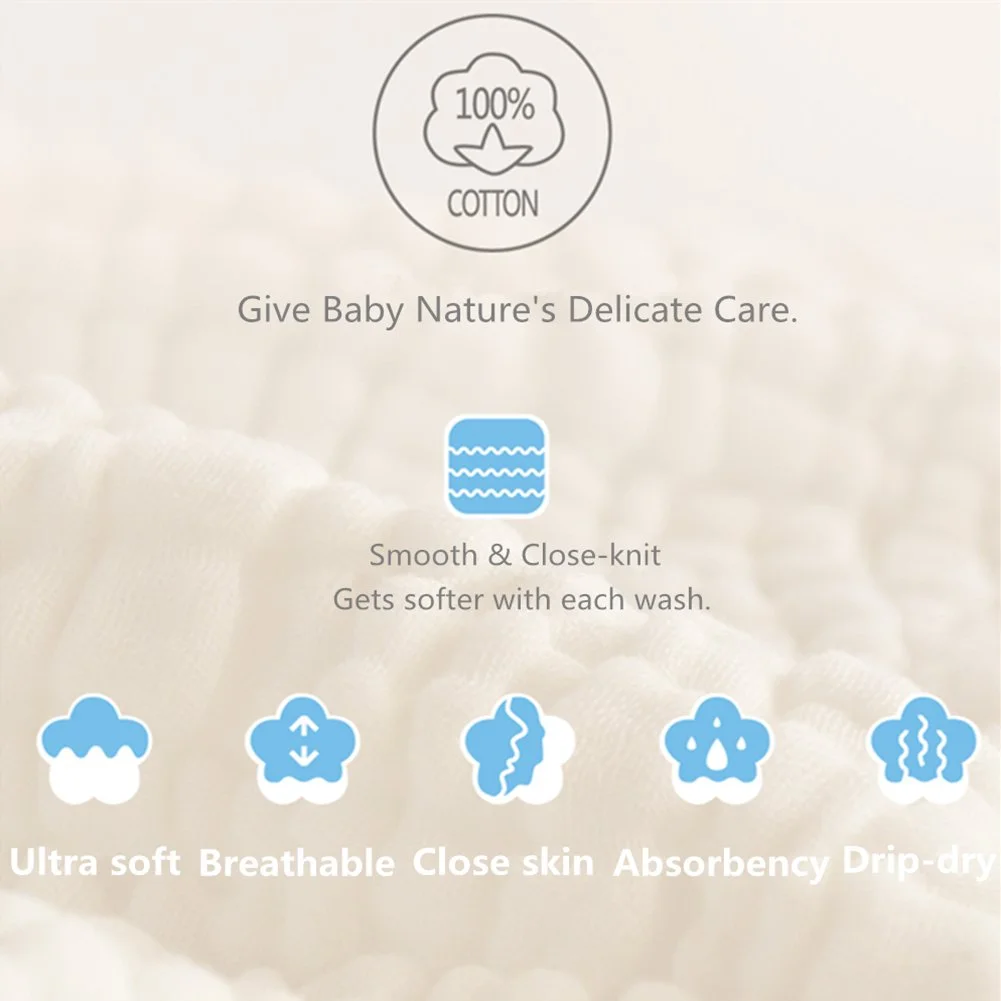 Baby Musselin Waschlappen natürliche Baumwolle Baby wischt weiches Neugeborenen Gesichts tuch empfindliche Haut-Baby Registry 12*12 Zoll Handtücher 2 stücke – Detail 11