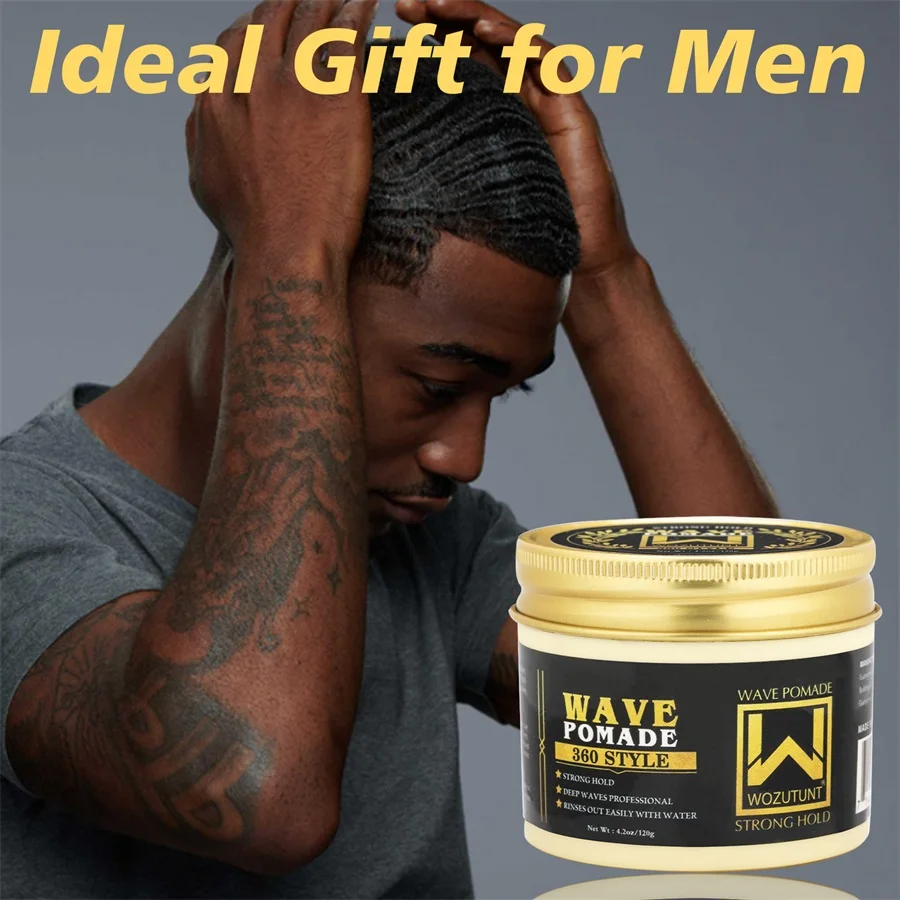 Pomada de Control de ondas de mantequilla de karité Natural, arcilla para el cabello en capas de sujeción fuerte, brillo alto, nutre el cuero cabelludo, crema para el cabello con estilo ondulado 360