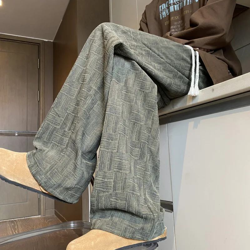 Pantaloni di velluto a coste autunnali da uomo pantaloni scozzesi retrò da uomo streetwear giapponese pantaloni larghi hip-hop pantaloni da uomo di grandi dimensioni 5XL