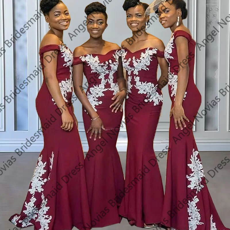 Customized Long Mermaid Burgundy Bridesmaid Dresses 2026 robes invitee mariage robe demoiselle d'honneur de mariage