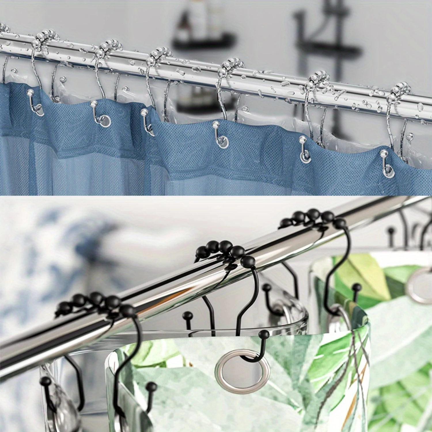 

12-шт. занавеска для душа из нержавеющей стали с кольцами против падения — подходит для занавесок для душа в ванной, кухонной утвари и полотенец
