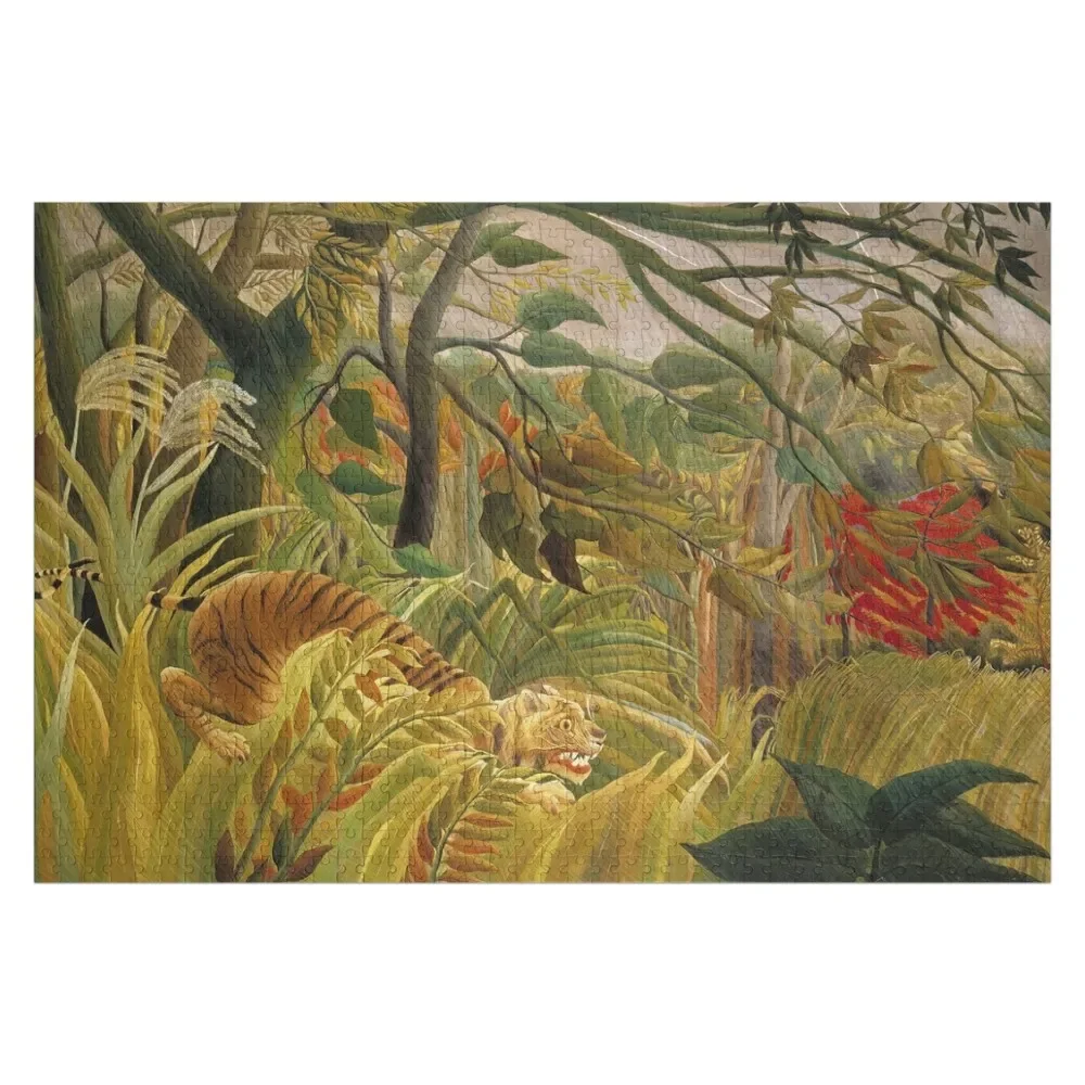 Henri Rousseau - Tiger in a Tropical Storm (1891) Jigsaw Puzzle Wooden Decor Paintings Personalized Gifts Puzzle