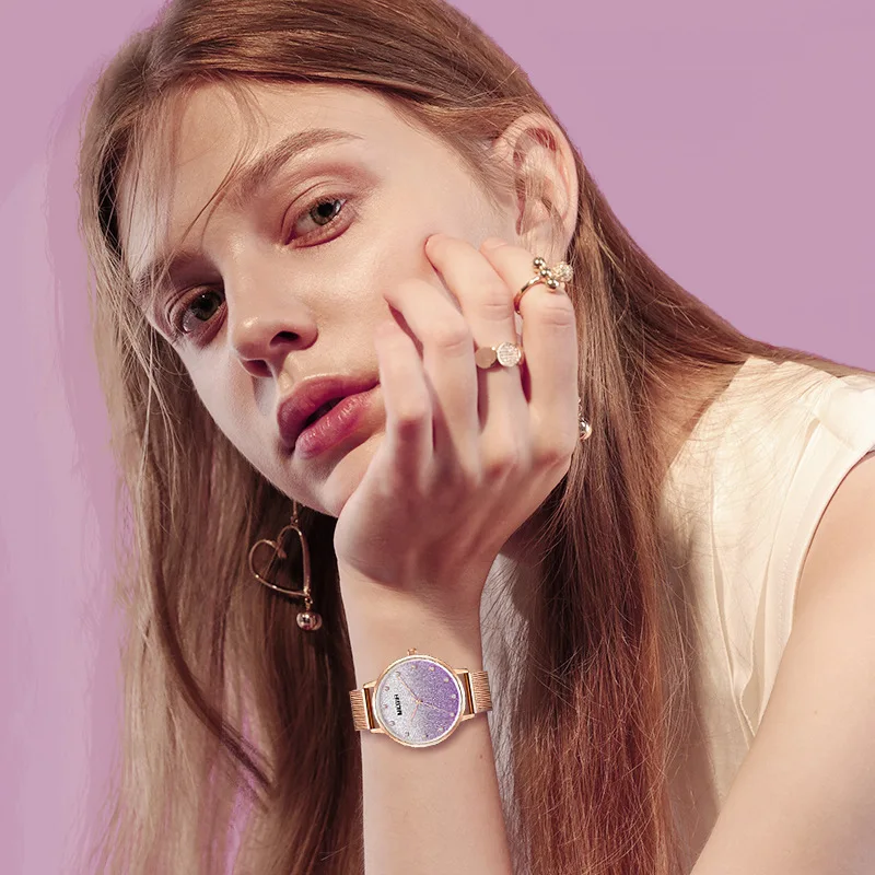 Luxury New Women's Watch, Fashionable Gradient Color, Ultra-Thin Accessible Luxury Watch, Imported Movement Quartz Watch, Waterproof Clock