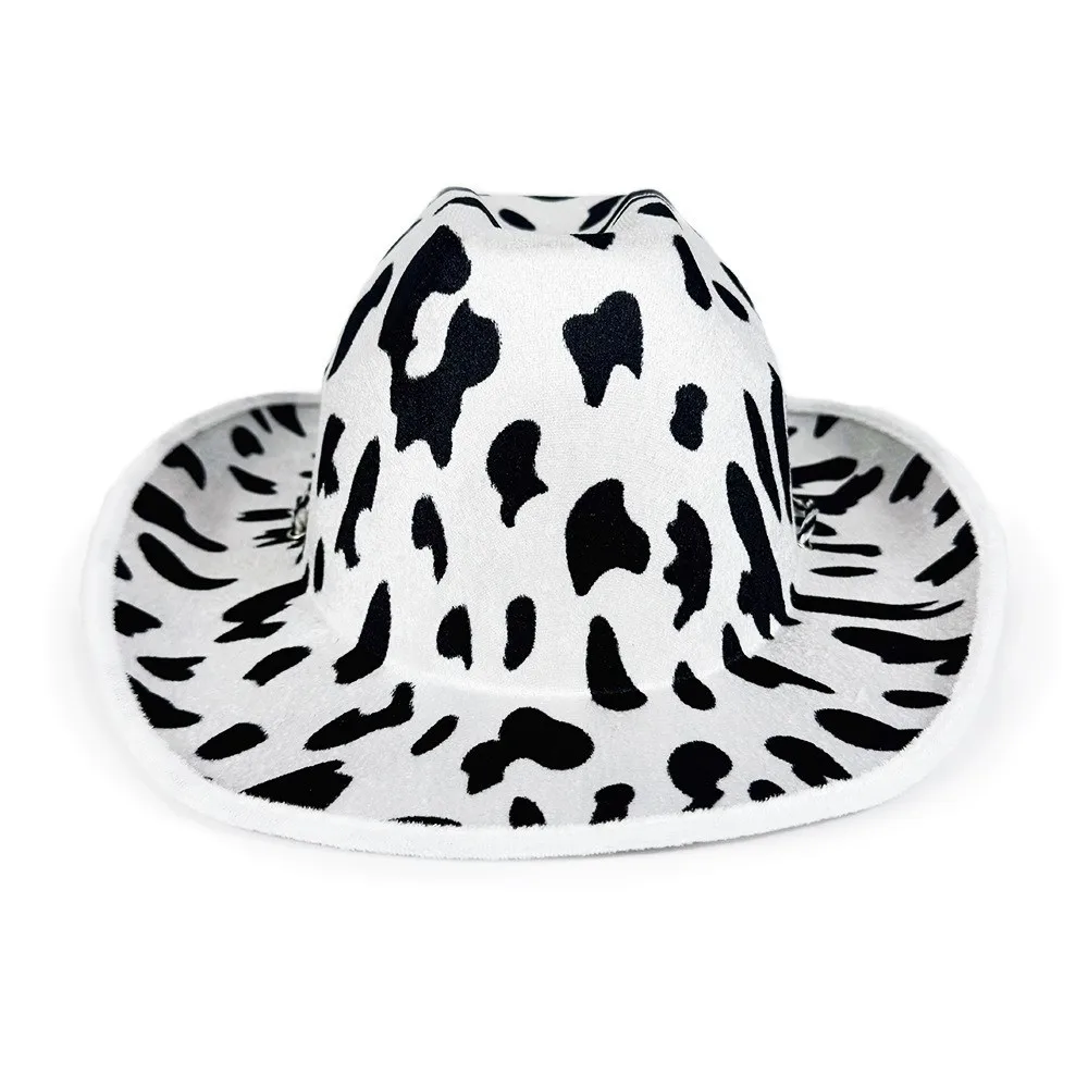 Cute Cow Printed Bowler Hat Tiger Leopard Printed Western Cowboy Hat Adjustable Windproof Cowgirl Hat Women