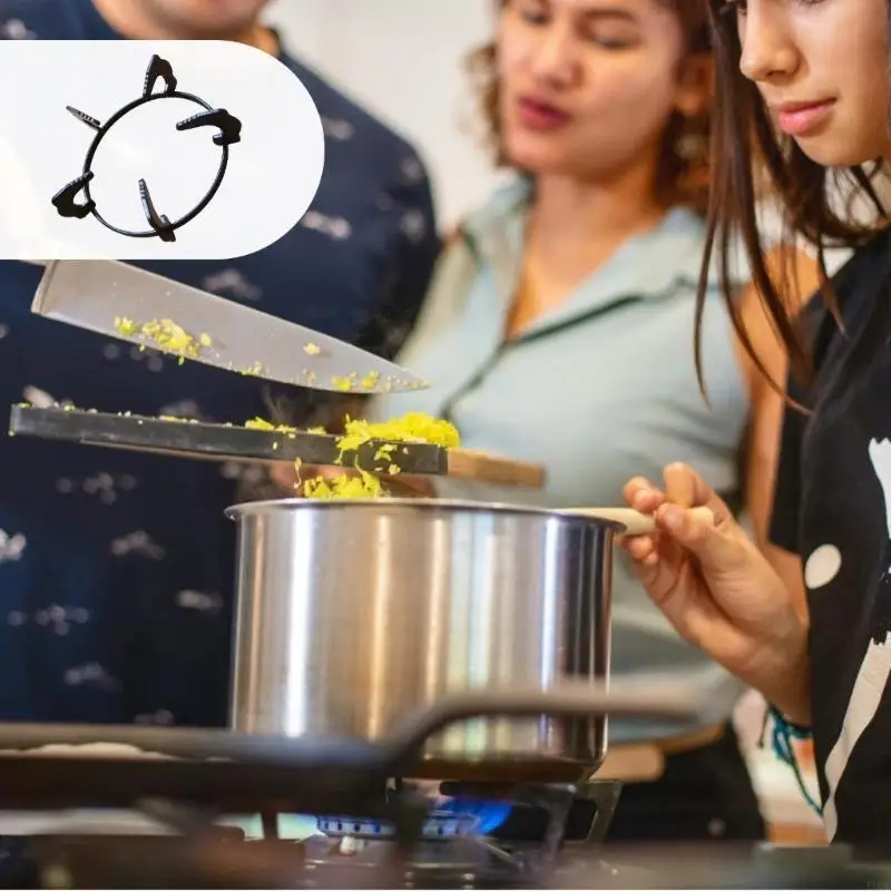 J1HF Robust Iron Wok Holder 20.2cm Iron Stove Support Gas Hob Support Cooktop Stand for Efficient Stir Fry Preparation