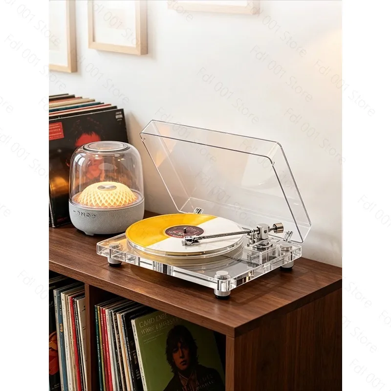 Vinyl Record Player with Bluetooth Speaker Transparent High-End Turntable Gift