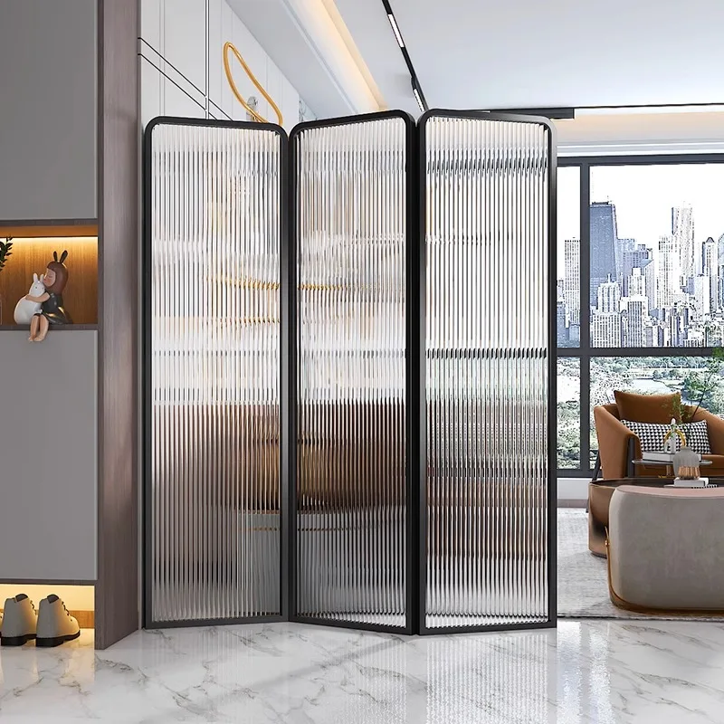 

Office folding screen blocking glass screen, living room and dining room entrance entrance, no punching, foldable mobile screen