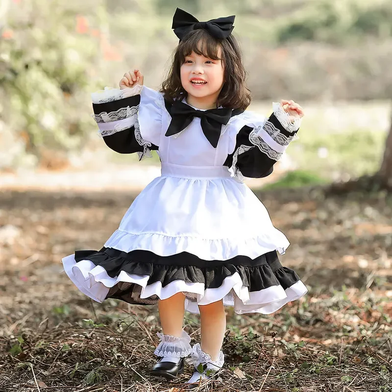 Halloween bonito lolita empregada traje vestido país das maravilhas alice cosplay para meninas adolescentes menina feminino azul purim trajes de festa