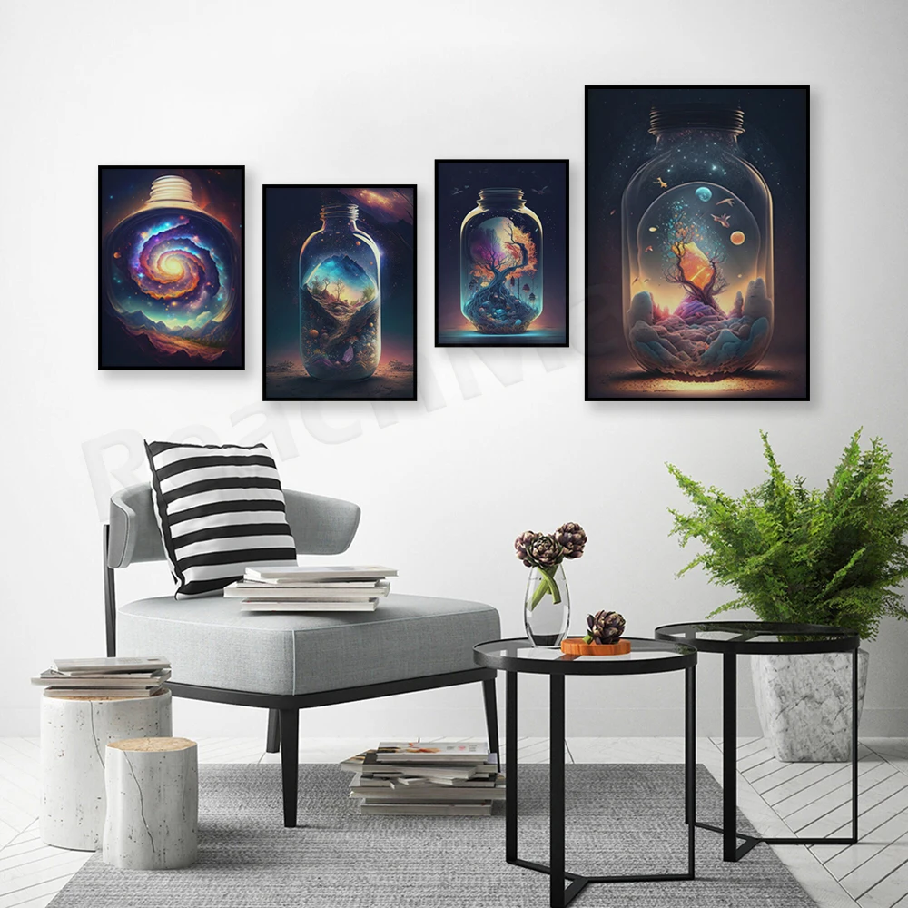 Cosmos can print, unique abstract landscape cosmic print aesthetic living room wall home decor poster