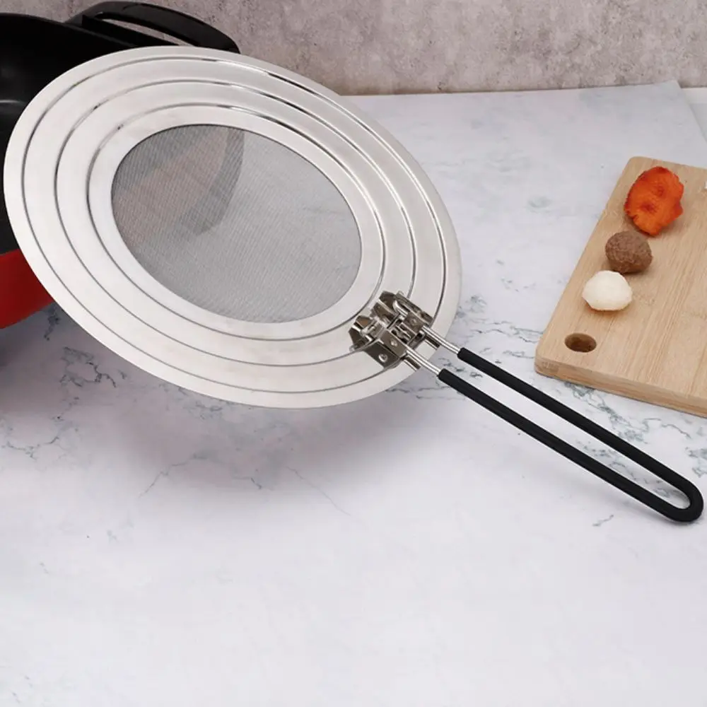

Pot Cover Foldable Handle Oil Splash Screen Stainless Steel Rust-proof Oil Shield Guard Mesh Oil Filter Net Pan