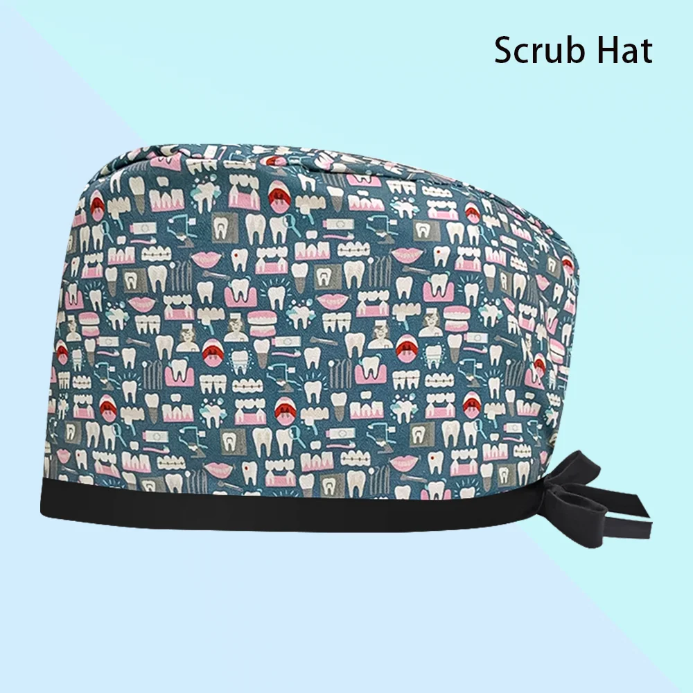 Casquette de tête d'allaitement imprimée, motif de salle d'opération de médecin de dessin animé, gommage de laboratoire, chapeau chirurgical d'hôpital pour animaux de compagnie, chapeaux de dentiste unisexes