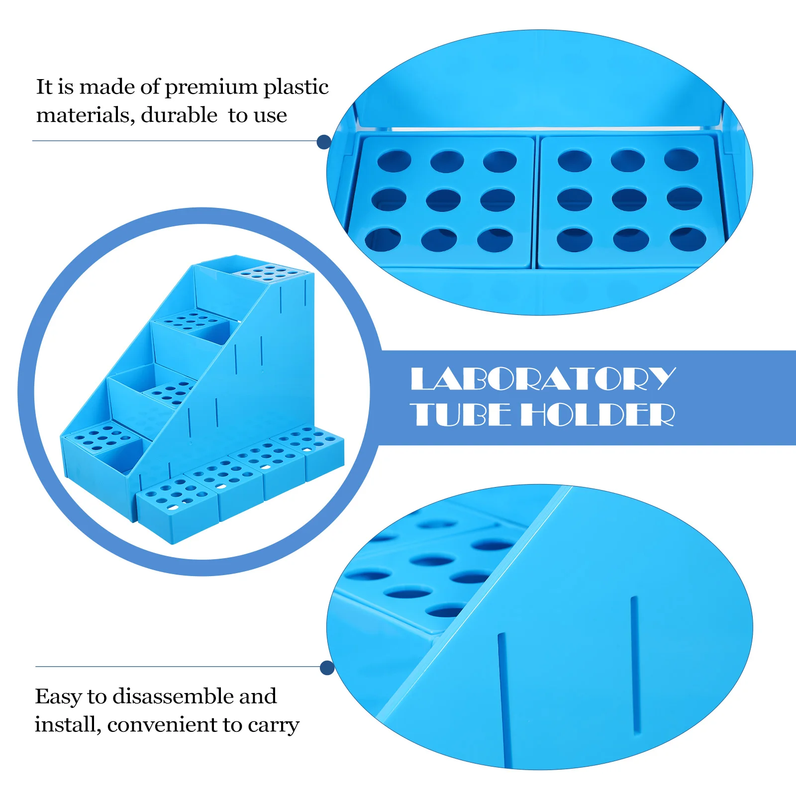 

Plastic Test Tube Holder 72-Hole Detachable Rack Laboratory Organizer Stand for 5ml 10ml Tubes Home School Lab
