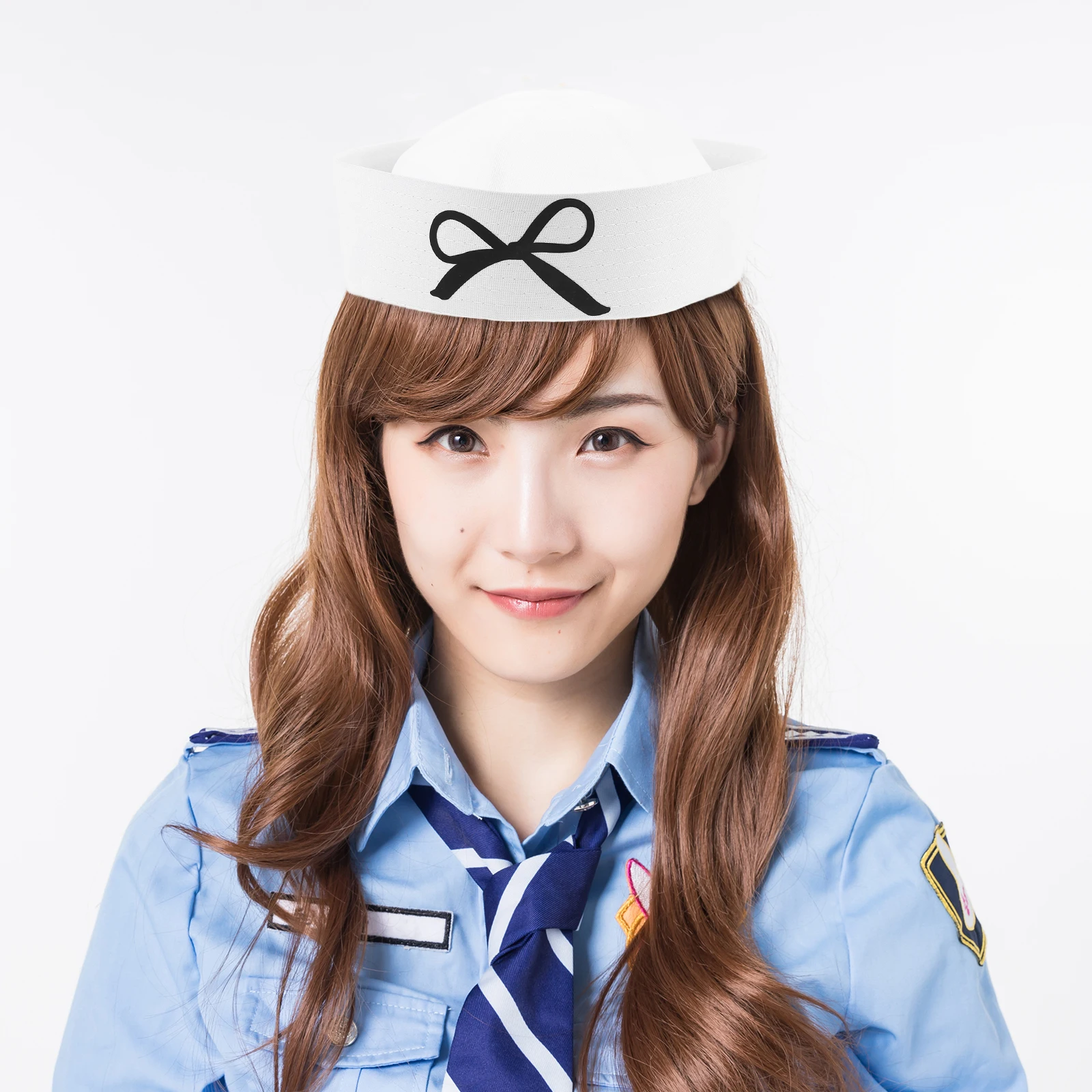 

Sailor Hat Costume Party Hats Fashionable Bachelorette White Decorative Clothing Accessories Uniform Bowknot Hat
