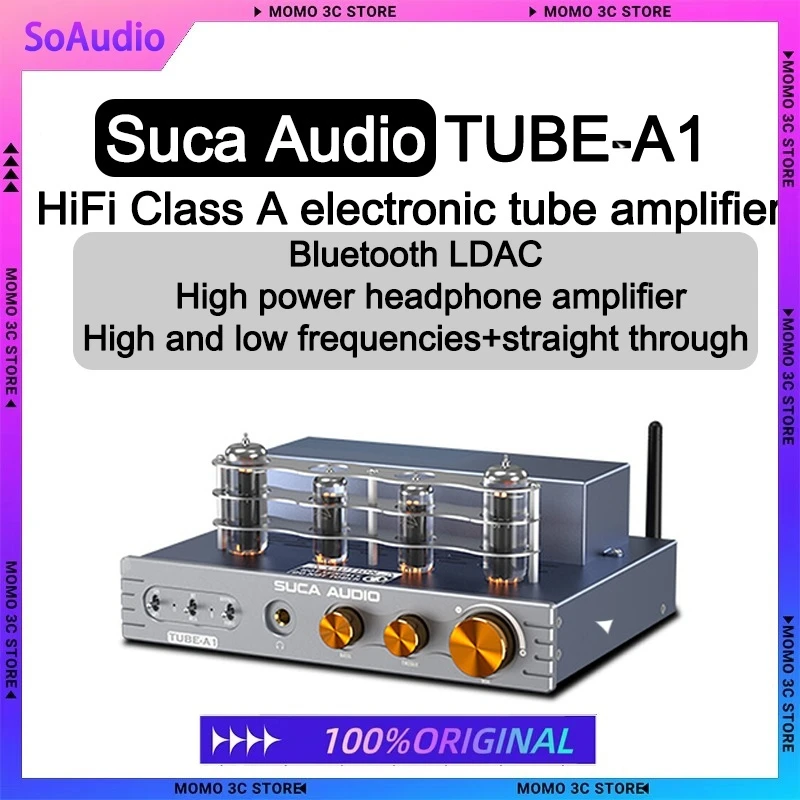Suca Audio TUBE-A1 DC19V 3W * 2 Estéreo QCC3031 Bluetooth 5.0 6J4 6P1 Tubo Amplificador de fone de ouvido Classe A Amplificador de áudio HIFI de ponta única