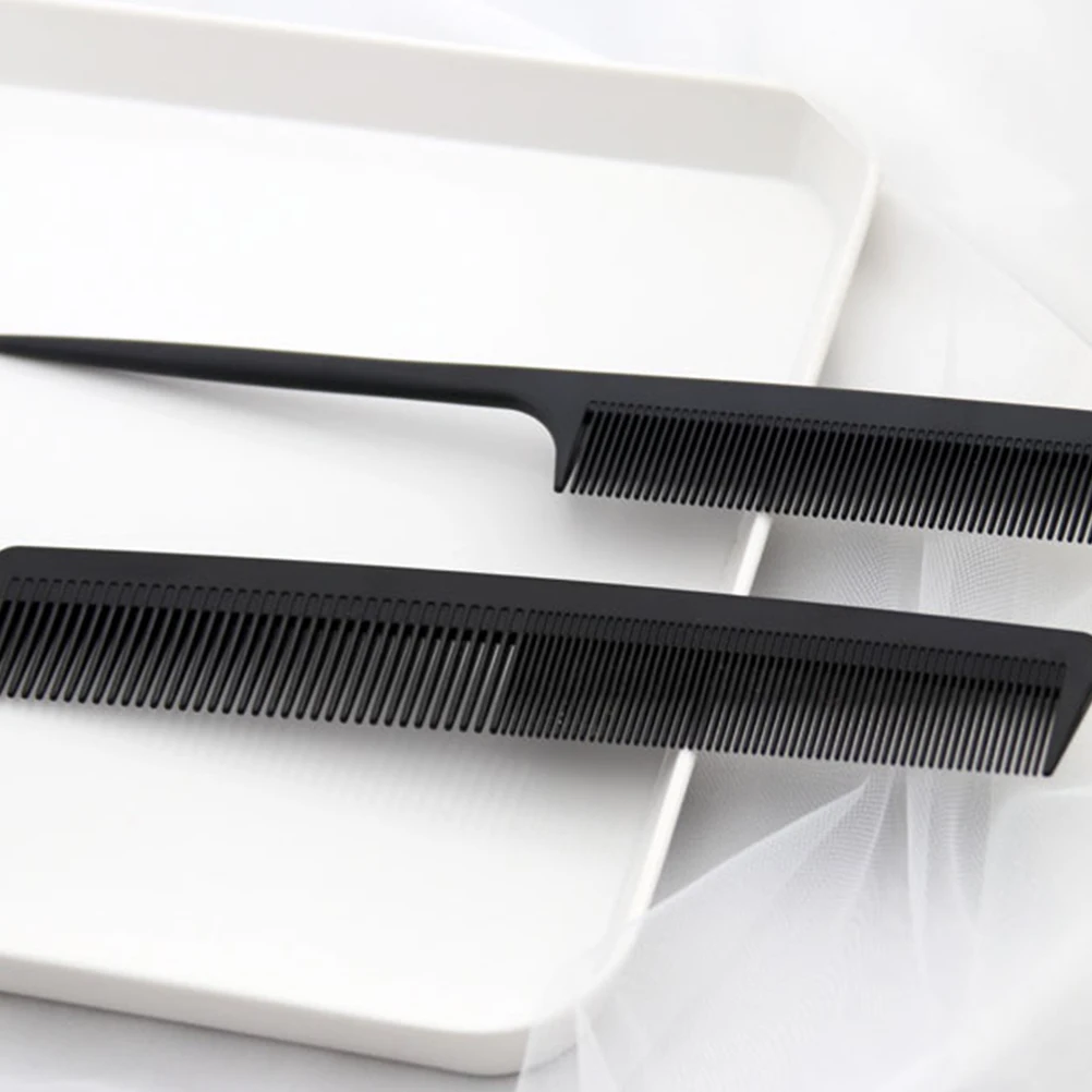 

2pcs Tail Comb For Hair Salon Smooth Styling Comb Barber Hairdressing Tool Women Men Black Durable Lightweight Hair Care