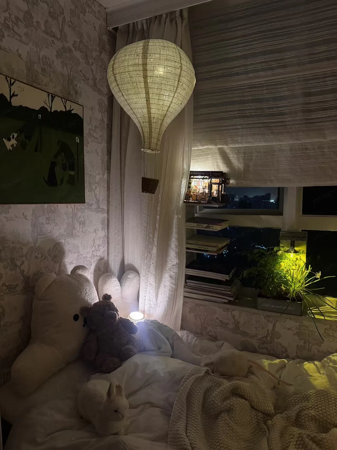 

Подвеска-фонарь в виде воздушного шара ручной работы из ткани для детской комнаты, декоративный светильник-шар, реквизит для фотосессий