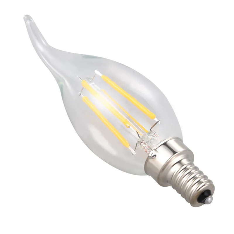 10X Dimmable E12 4W COB  Candle Flame Filament LED Light Bulb Lamp 12.5X3.5Cm