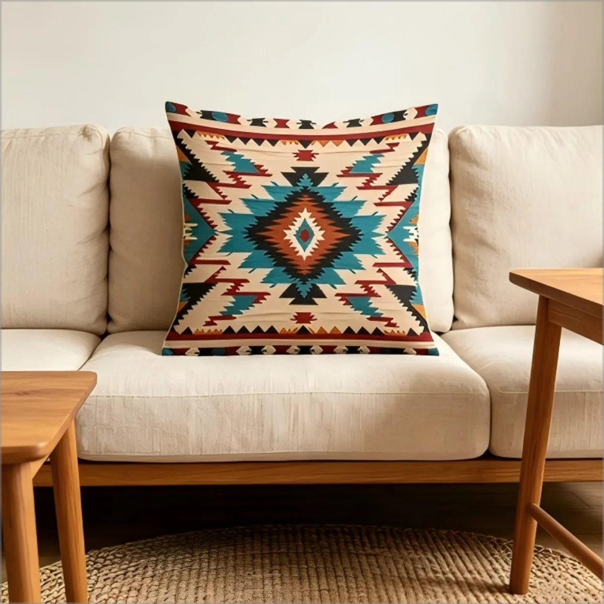 1PC Aztec Geometric Throw Pillow Cover, Double-Sided Southwestern Tribal Cushion Case, Bohemian Ethnic Pillow for  Home Decor