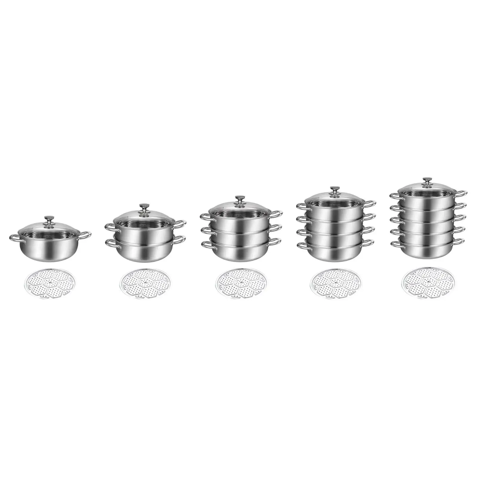 

Stainless Steel with Steaming Plate Dumpling Steamer Non Stick with Lid Steam Cooker for Kitchen Hiking Camping Restaurant Home