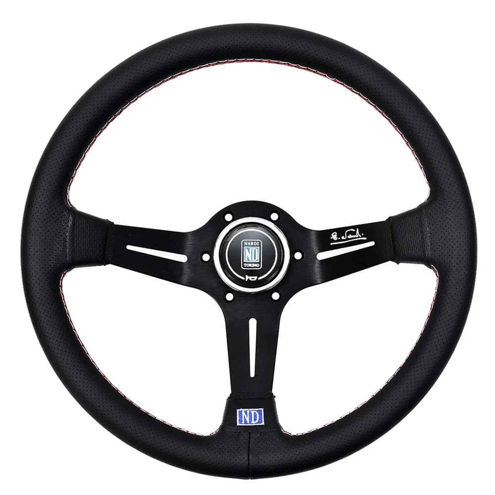 ND 14 Inch 350mm Universal Leather Auto Racing Steering Wheel Deep Corn Drifting Sport Steering Wheel Car Accessories NARDI