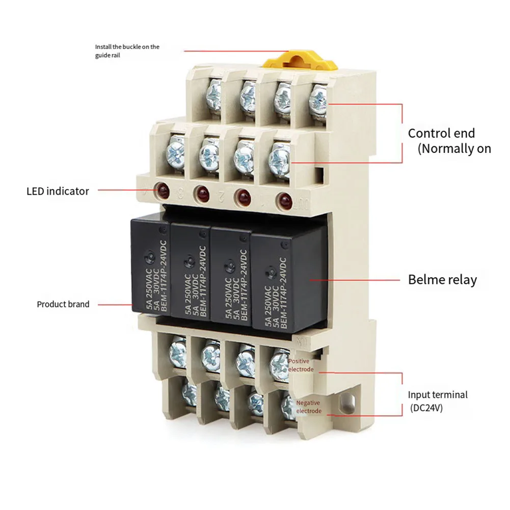 

New Relay Terminal Module G6B-4BND Set Plastic Pluggable Terminal Relay With Base 4-way NO Built-in Chip