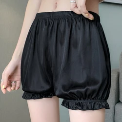 Lolita Cosplay satynowe Bloomers spodnie ochronne damskie potargane spodnie z dyni nieprześwitująca elastyczne spodenki latarnie sukienka Pettipants