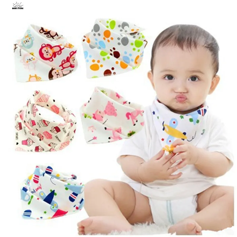 1pc Newborn Baby Bibs High Quality Triangle Double Layers Cotton  Cartoon Character Animal Print Baby Bandana Bibs Dribble Bibs