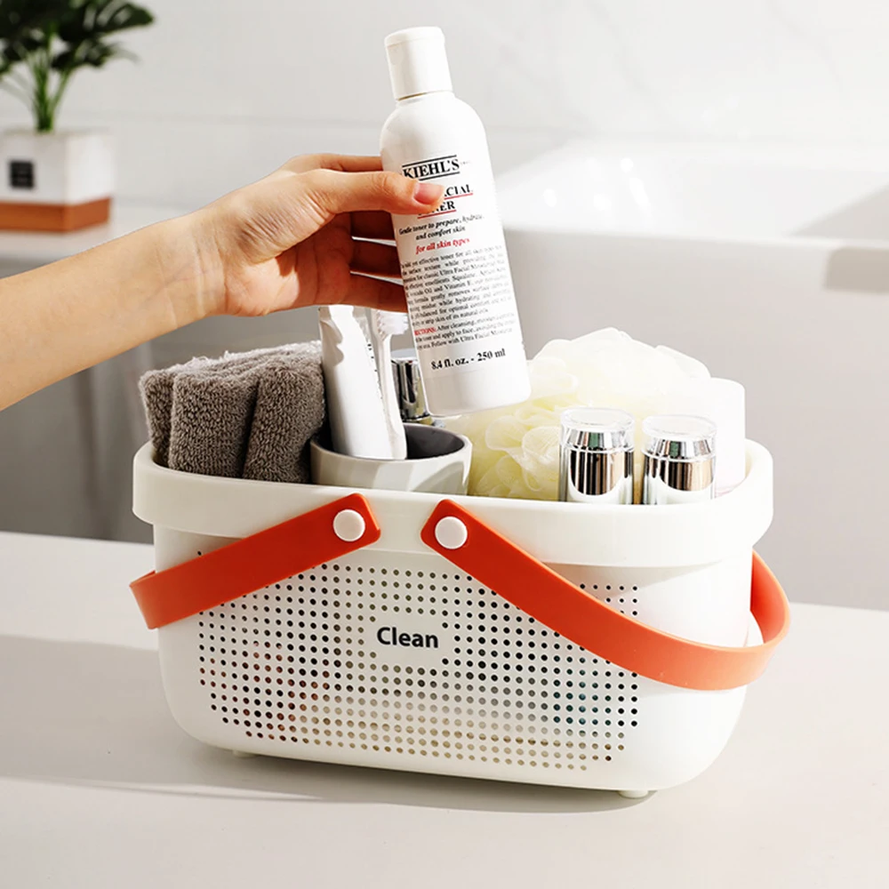 Durable Plastic Laundry Basket Large Capacity Clothes Organizer with Silicone Handle for Shower Bathroom Washhouse organiser