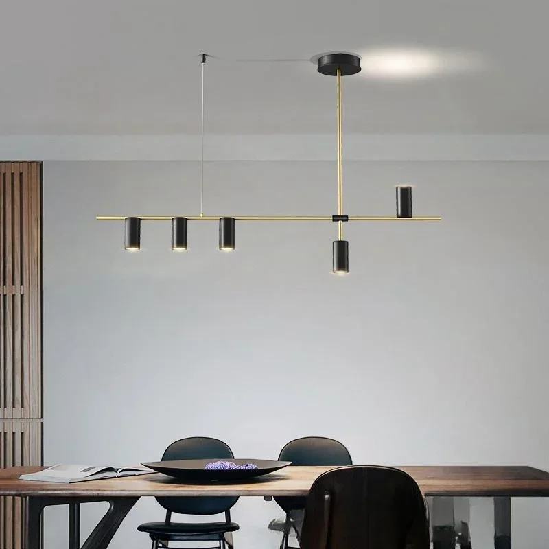 Candelabro colgante LED moderno nórdico para sala de estar, barra de mesa de comedor, tira larga, lámpara colgante de alta gama, accesorio de iluminación para decoración de oficina