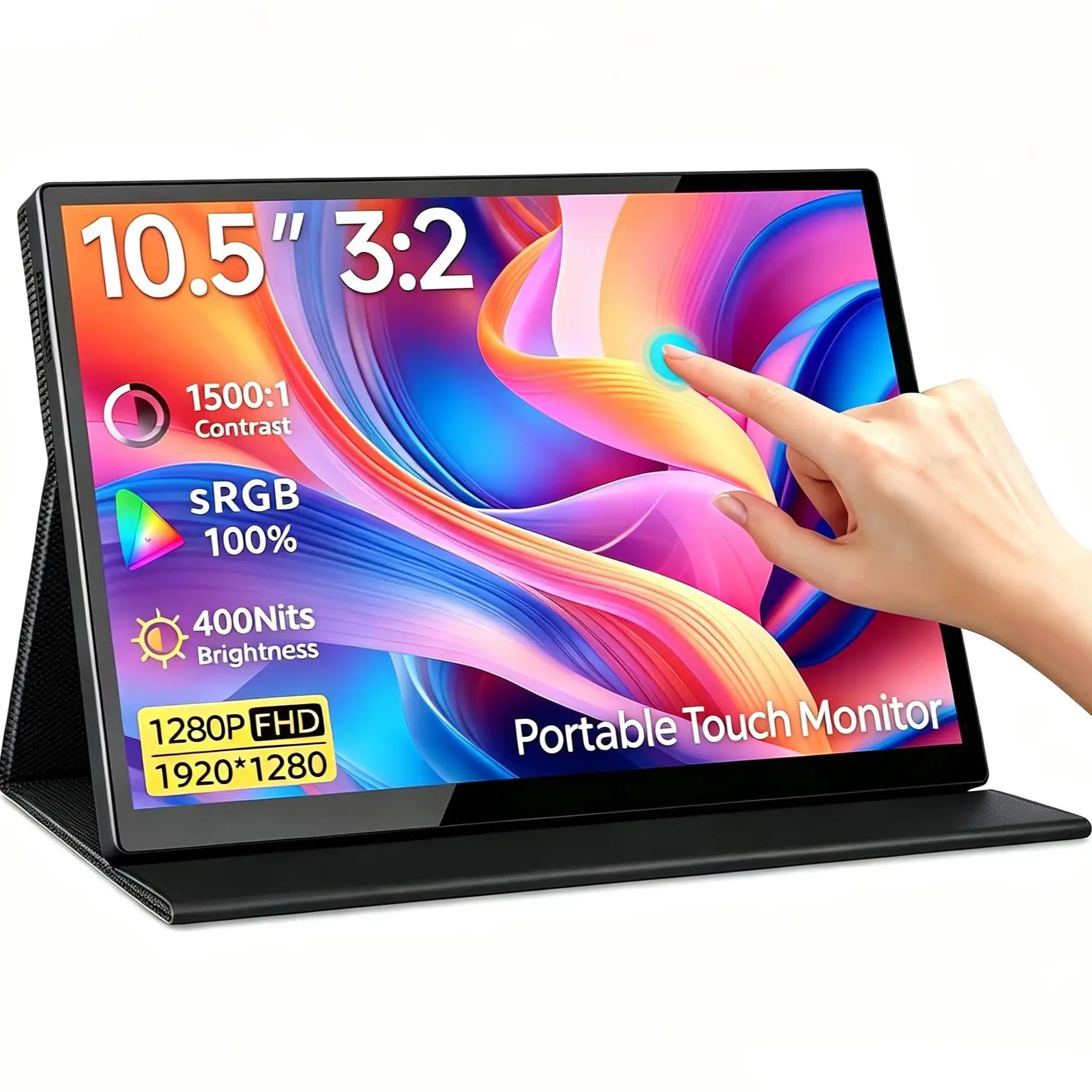 10.5 Inch Touch Portable Monitor FHD 1920*1280 IPS 100% sRGB for Laptop Phone PC TV XBox Dack Mac PS4/5 Switch Game Consoles