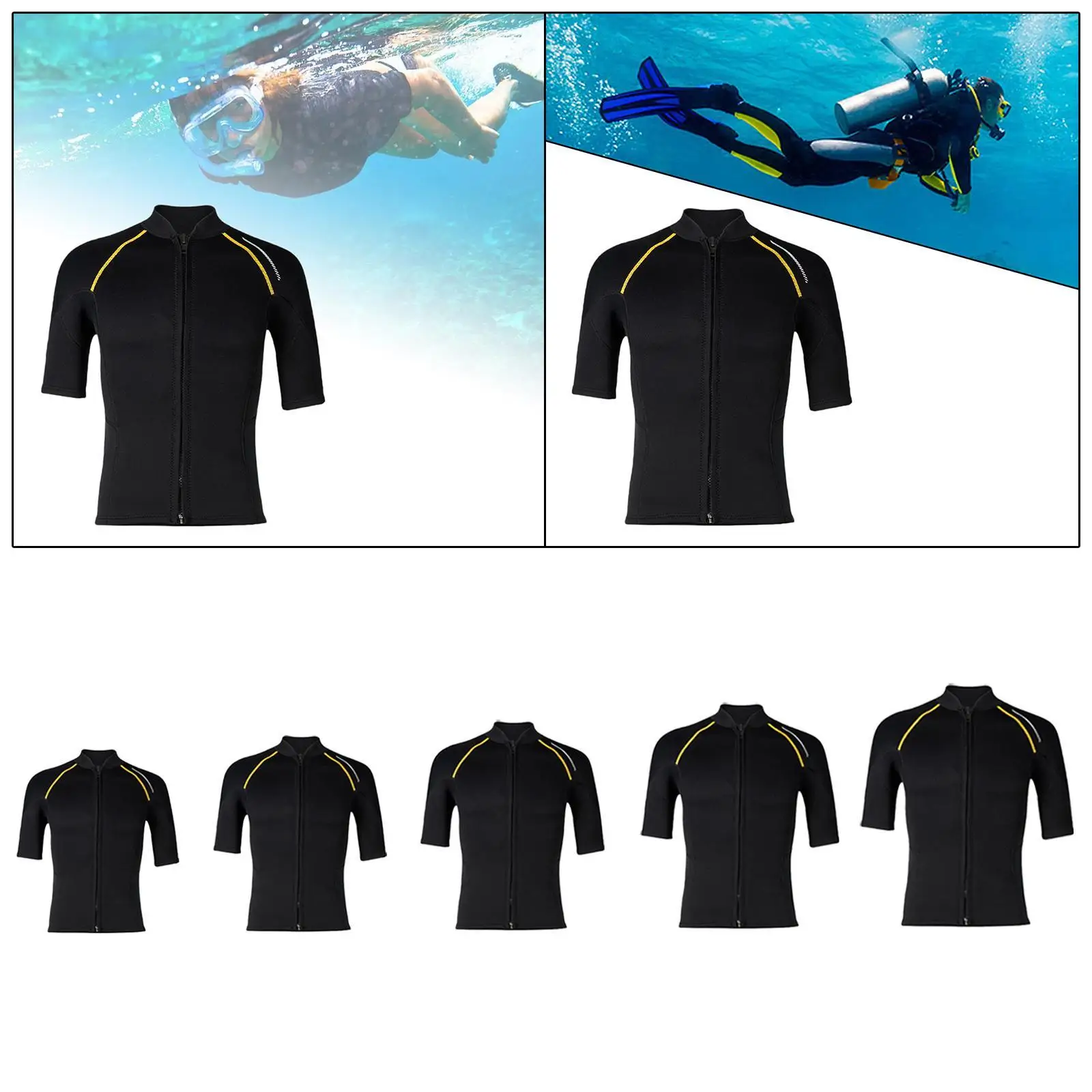 

Неопреновый мужской гидрокостюм, топ 1,5 мм, куртка для серфинга с короткими рукавами, легко носить, на молнии спереди для дайвинга, плавания, подводного плавания