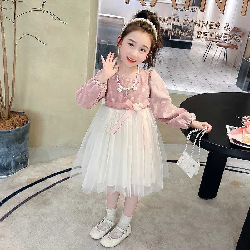 

Girls' Spring and Autumn Dress2025New Stylish Children's Spring Princess Tulle Dress Girl Spring Outfit Baby Girl Dress