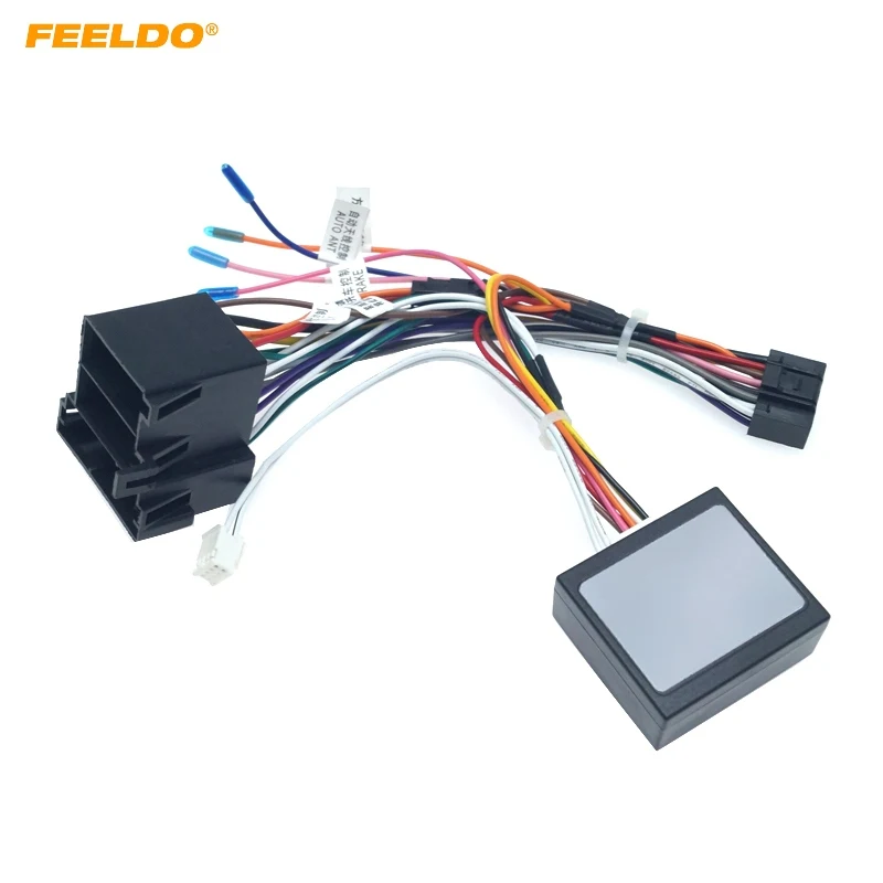 

FEELDO автомобильный радиоприемник стерео головное устройство 16-контактный жгут проводов адаптер для Volkswagen Android разъем кабеля питания