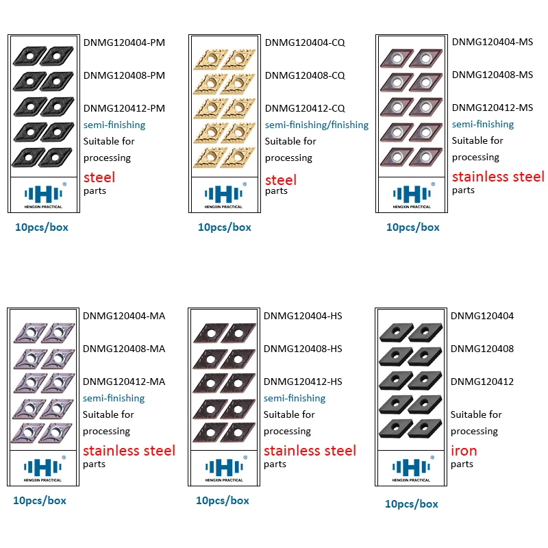 HENGXIN Tungsten Carbide Inserts DNMG150404 DNMG150408 DNMG150412 External Turning Tools DNMG Cutting CNC CVD Lathe cutter tools