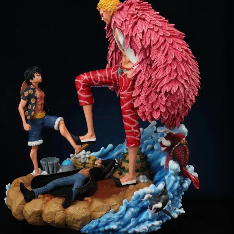 21cm jednoczęściowa figurka Donquixote Doflamingo Vs Luffy figurka Anime Luffy figurka Gk statua lalka Model dekoracja zabawka prezent urodzinowy