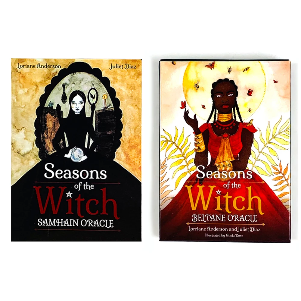 Cartes d'oracle Seasons Of The Witch, un jeu de cartes de divination en anglais, édition Visions, 44 cartes, jeu d'Halloween et de Noël pour filles