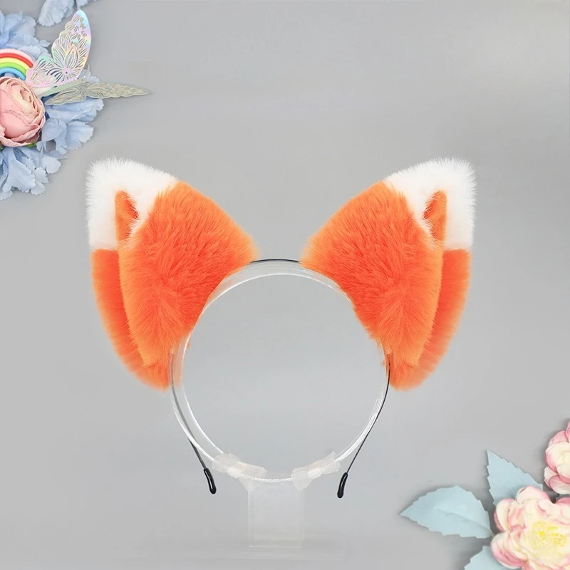 

10pcs Cat Fox Faux Fur Ears Headband Cute Halloween Fancy Dress Cosplay Handmade Animal Furry Ears Hair Hoop Tails