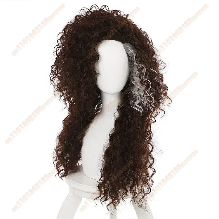 2025 película personaje Bellatrix Lestrange Disfraz largo marrón mezclado ondulado peluca Bellatrix peluca resistente al calor Cosplay disfraz peluca