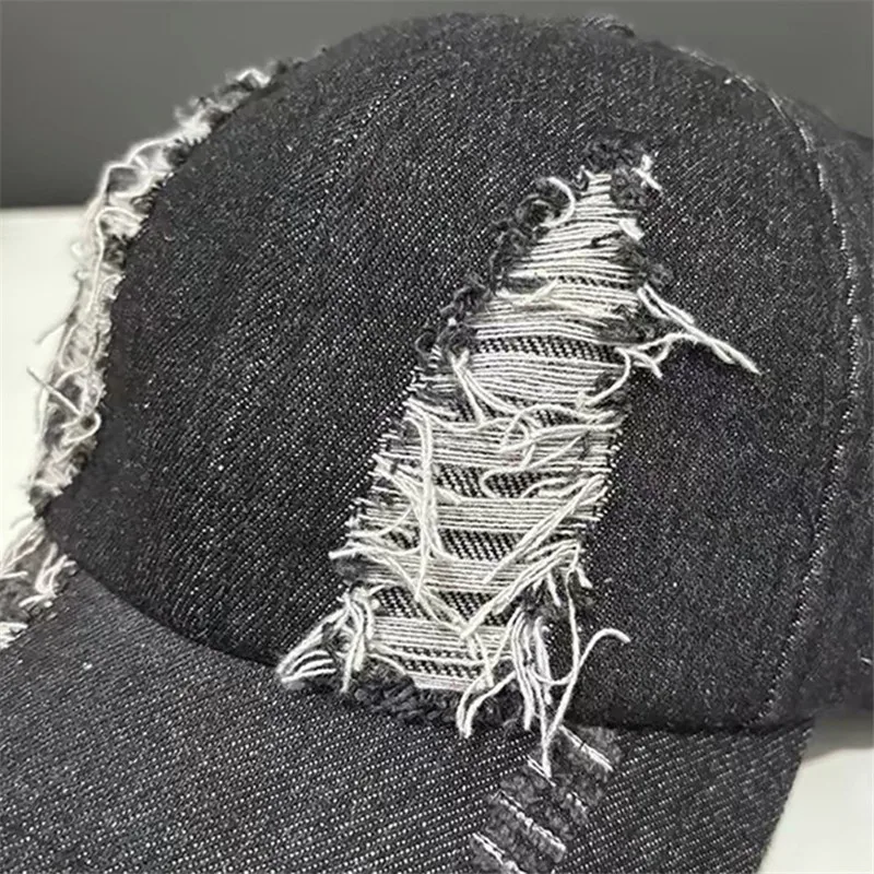 2024 Techwear Style Vintage Punk Ripped Hole Denim Baseball  display picture 2