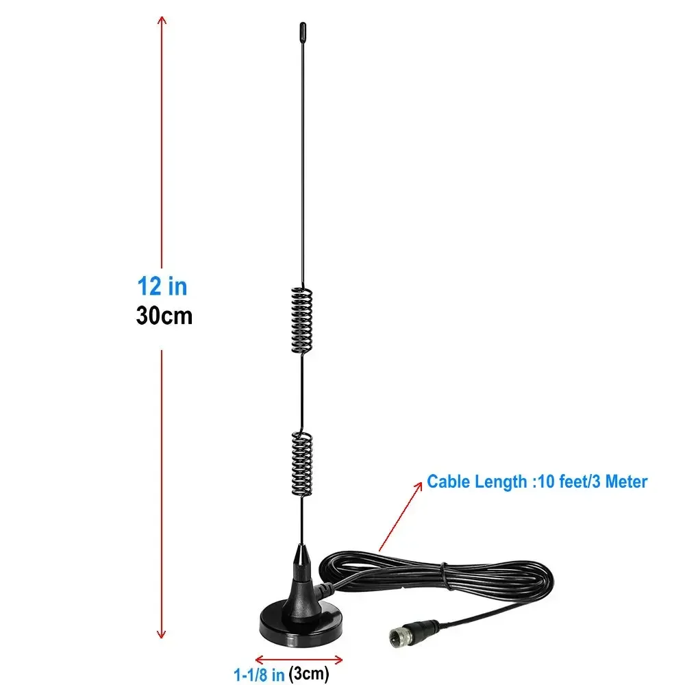 AM/FM Antenna Magnetic Base 75 Ohm Screw F Male Plug with PAL Male, PAL Female, 3.5mm Male, BNC Male & 75 To 300 Ohm Adapters