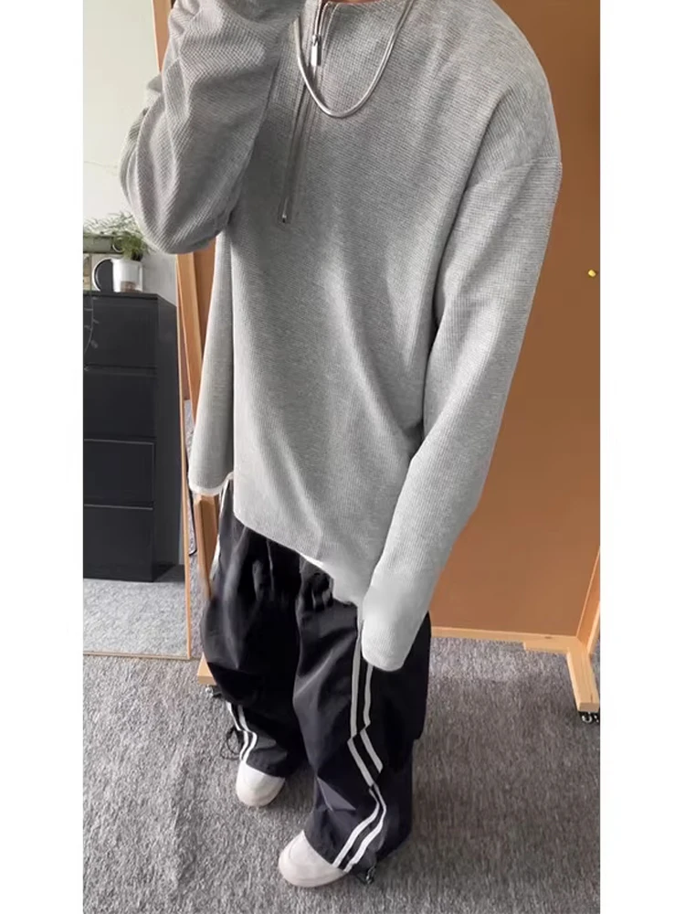 

ay f Zipper Long Sve round Ne Base irt Men's Casual T-irt Autumn Early Season Matching Wfle Knitwear