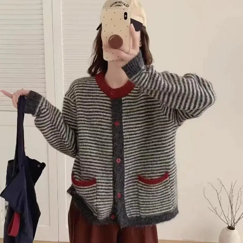 

Горячая осень и зима Kawaii модный свитер с героями мультфильмов для отдыха женская одежда топы студенческий трикотаж кардиган с длинными рукавами пальто