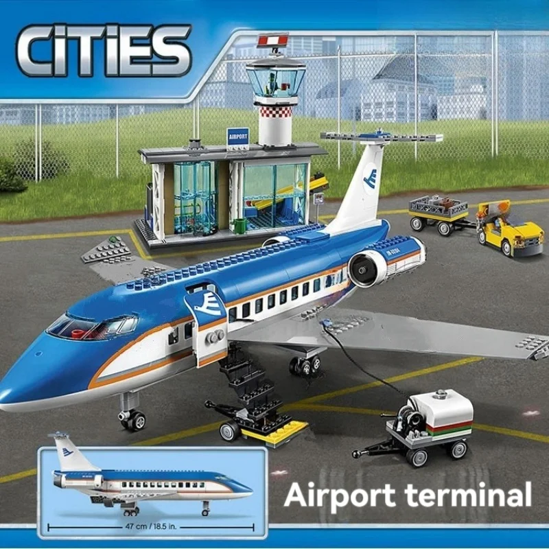 City Series Airport Passenger Terminal Building Blocks Fit 60104 Set Home Decor Model MOC Assemble Bricks Toys For Kids Gifts